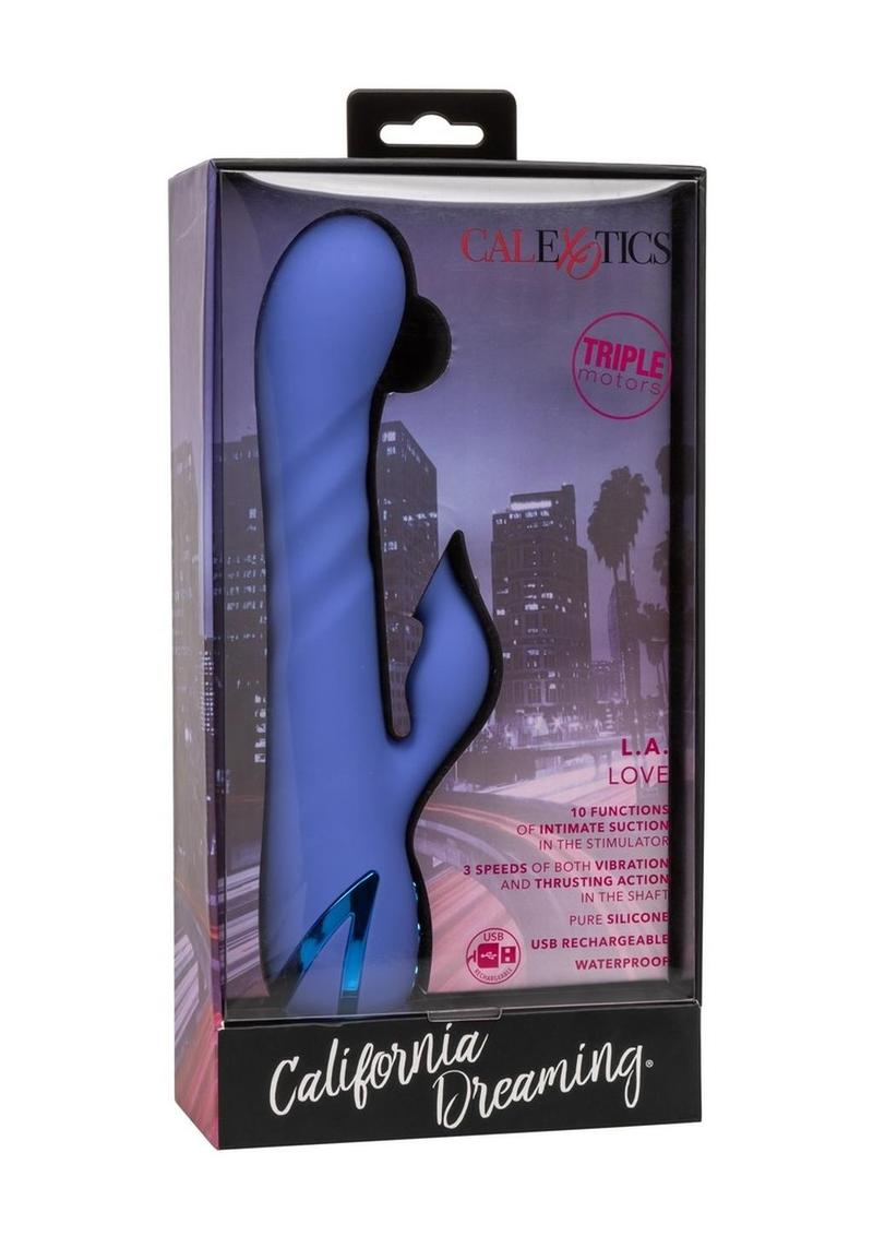 California Dreaming L.a. Love Rechargeable Silicone Vibrator with Clitoral Stimulator - Blue