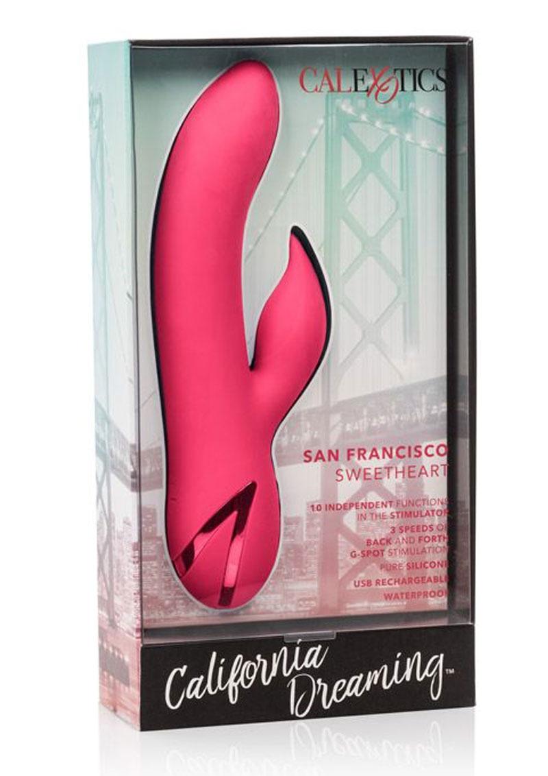 California Dreaming San Francisco Sweetheart Silicone USB Rechargeable Multifunction Vibrator Waterproof - Pink