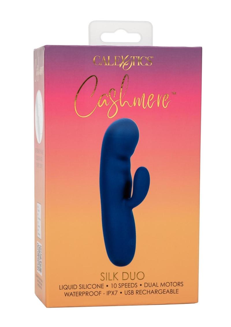 Cashmere Silk Duo Rechargeable Silicone Rabbit Vibrator - Blue