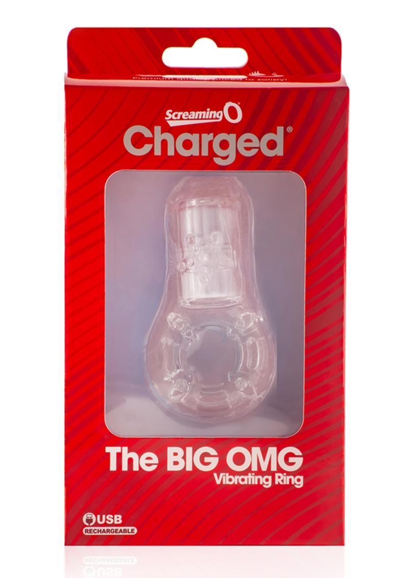 Charged Big Omg Vibrating Ring USB Rechargeable Waterproof - Clear