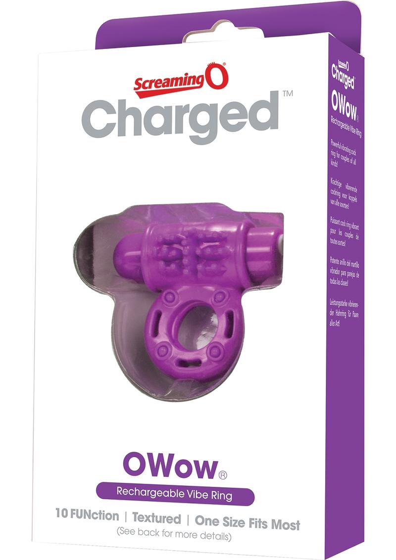 Charged OWOW Rechargeable Vibrating Ring Waterproof - Purple