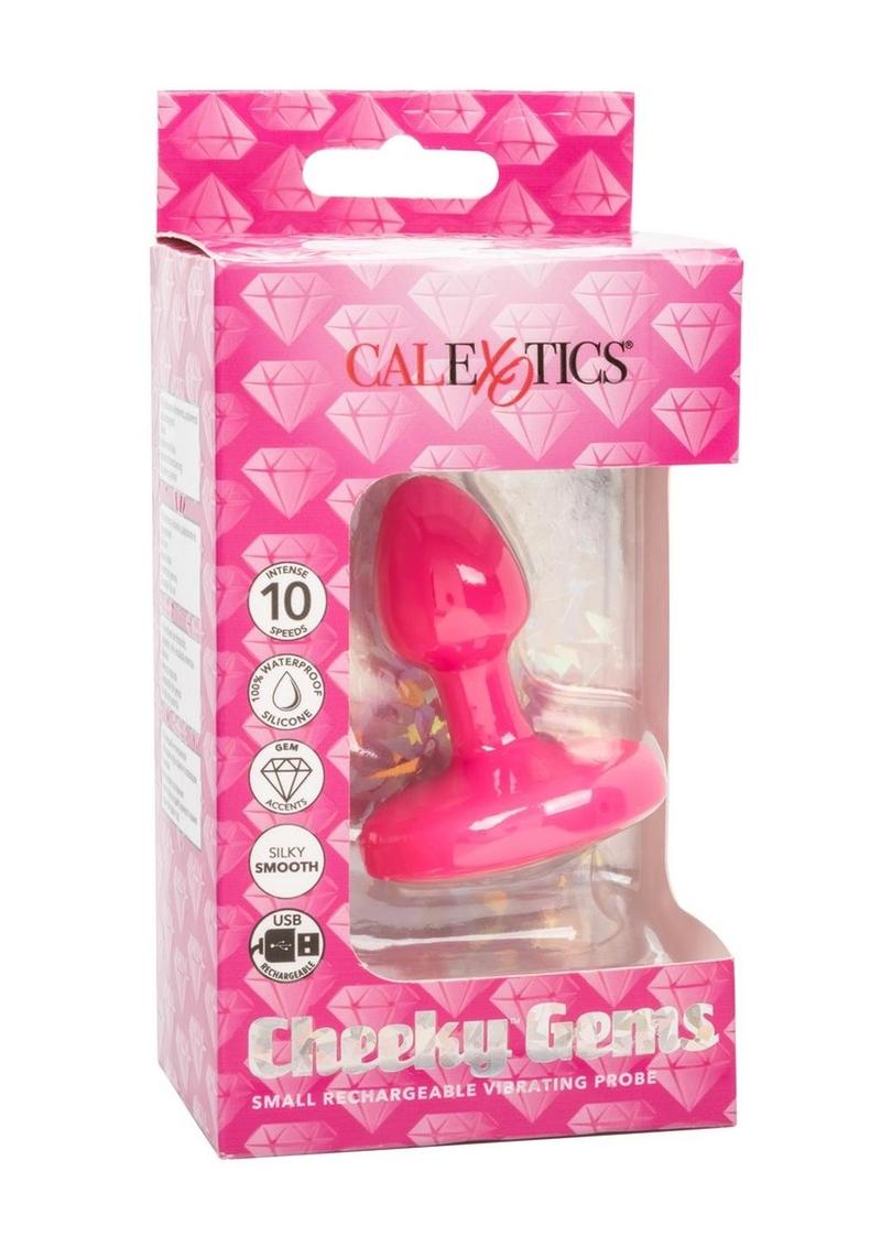 Cheeky Gems Rechargeable Silicone Vibrating Probe - Pink - Small