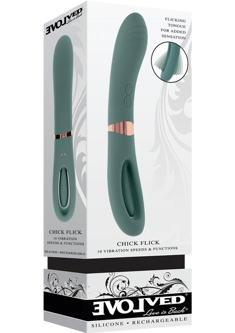 Chick Flick Rechargeable Silicone Dual Vibrator - Green