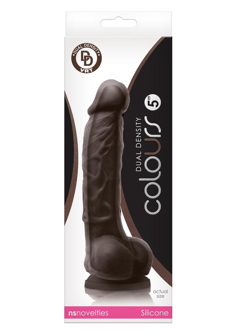 Colours Dual Density Silicone Dildo - Chocolate - 5in