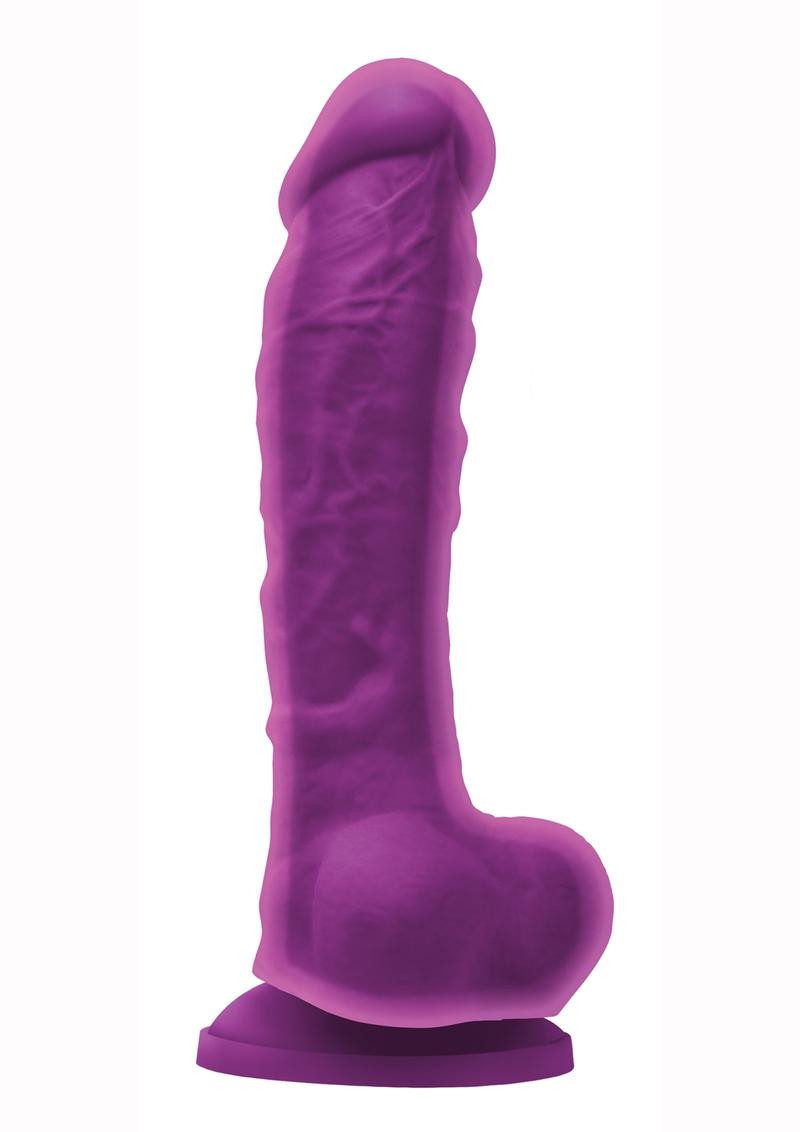 Colours Dual Density Silicone Dildo - Purple - 8in