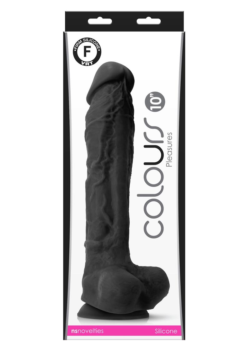 Colours Pleasures Silicone Dildo - Black - 10in