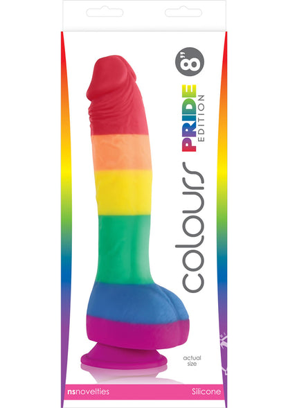 Colours Pride Edition Silicone Dildo - Multicolor/Rainbow - 8in