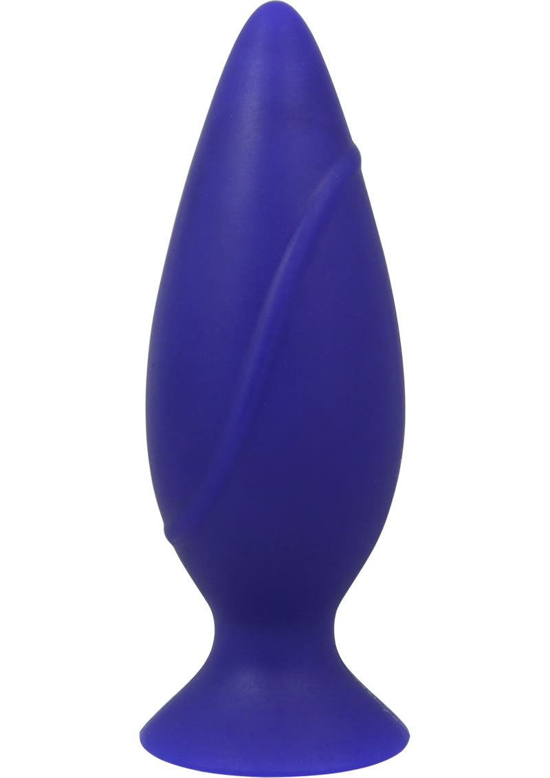 Corked Silicone Anal Plug - Blue - Medium