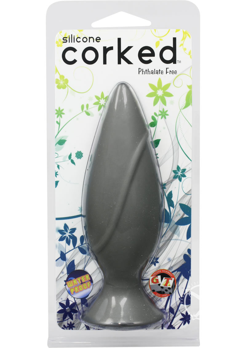 Corked Silicone Anal Plug - Charcoal/Grey - Medium