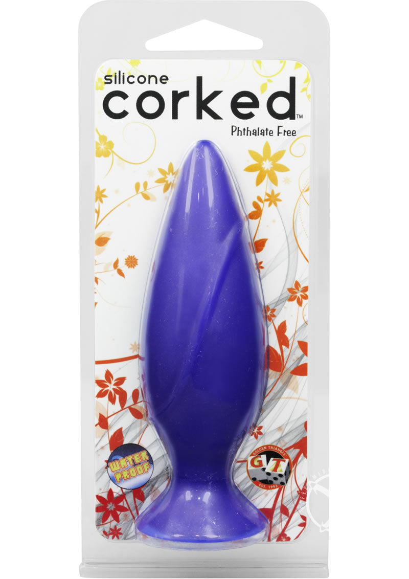 Corked Silicone Anal Plug - Blue - Small