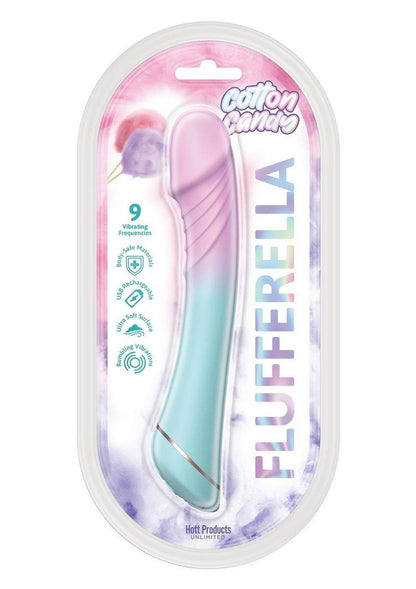 Cotton Candy Flufferella Rechargeable Silicone Vibrator - Aqua/Blue/Fuschia/Pink