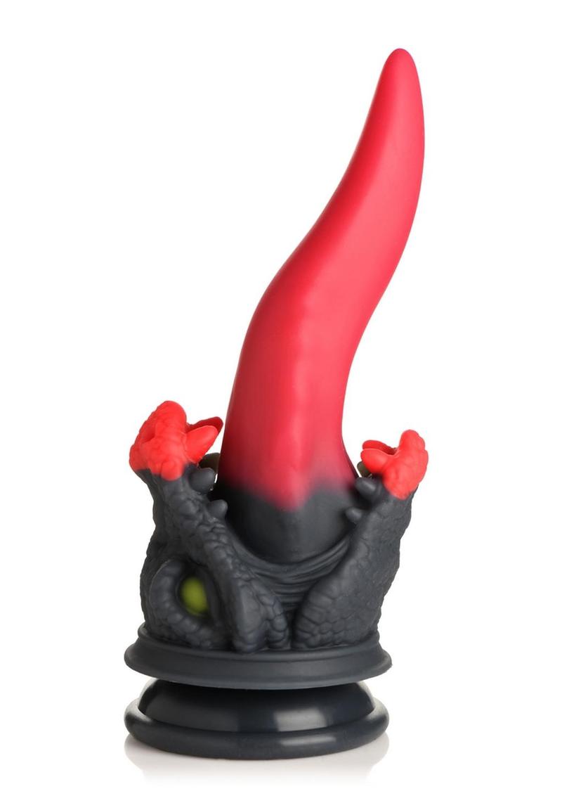 Creature Cock Dragon Roar Silicone Dildo - Black/Red