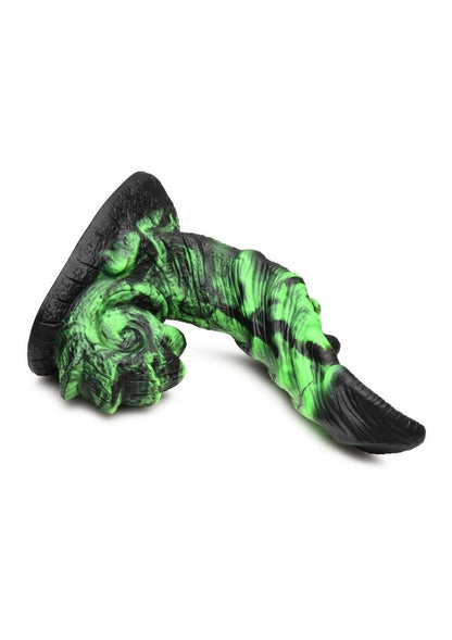 Creature Cocks Glowzilla Glow In The Dark Silicone Dildo - Black/Glow In The Dark/Green