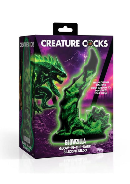 Creature Cocks Glowzilla Glow In The Dark Silicone Dildo - Black/Glow In The Dark/Green