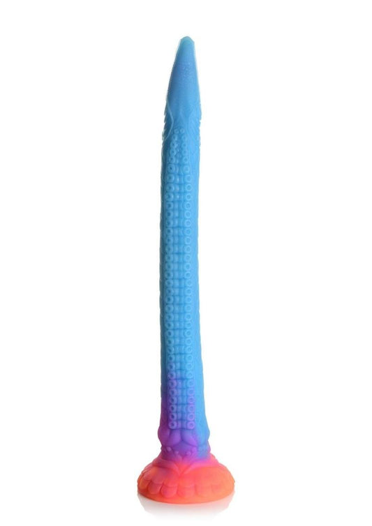 Creature Cocks Makara Glow In The Dark Silicone Snake Dildo - Orange/Purple/Blue Glitter - Blue/Glow In The Dark/Orange/Purple