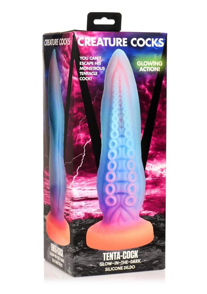 Creature Cocks Tenta-Cock Glow In The Dark Silicone Dildo - Glow In The Dark/Multicolor