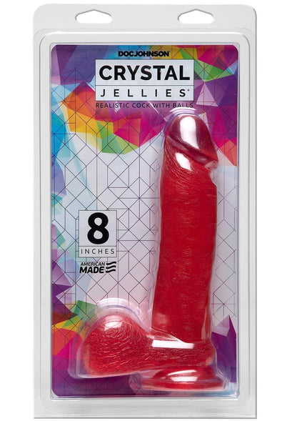 Crystal Jellies Dildo with Balls - Pink - 8in