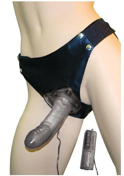 Crystal Jelly Power Cock Vibrating Strap-On Harness with Hollow Dildo