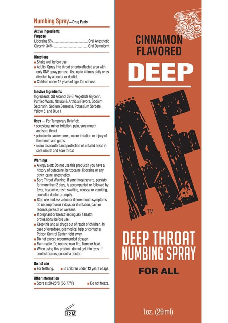 Deep AF Numbing Throat Spray - Cinnamon