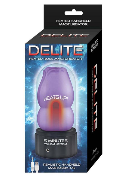 Delite Heated Rose Rechargeable Masturbator - Purple