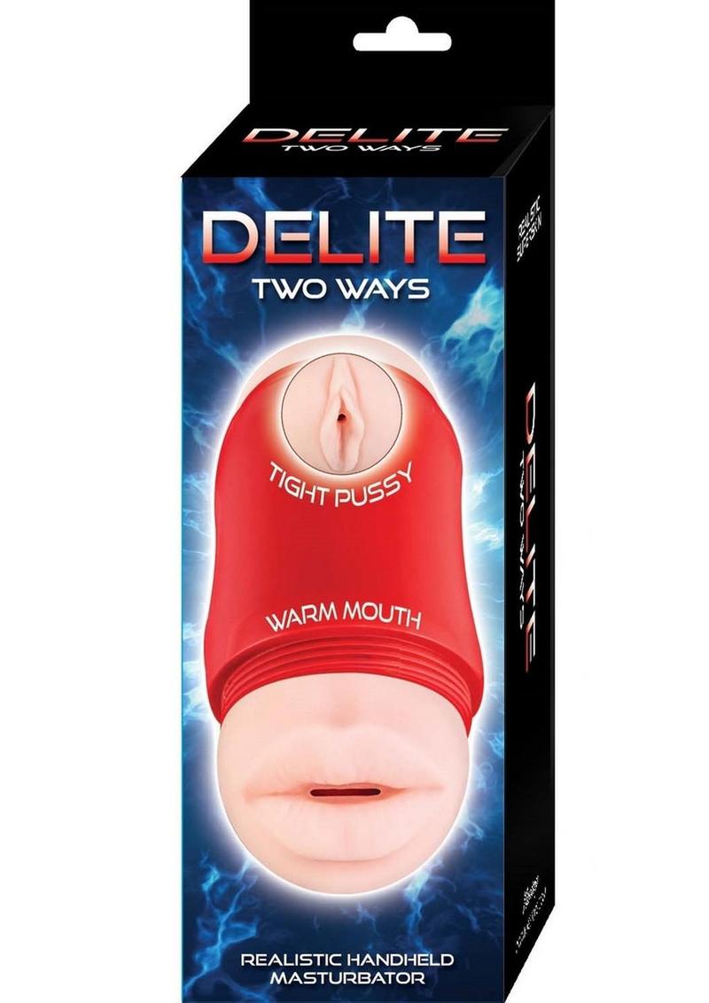 Delite Two Ways Mouth and Vagina Masturbator - Red/Vanilla