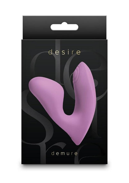 Desire Demure Rechargeable Silicone Wearable Dual Motor Vibrator with Clitoral Stimulator - Lavender/Purple