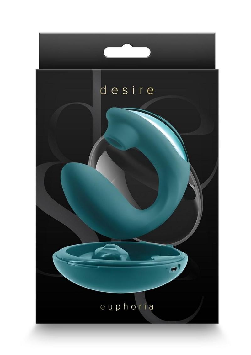 Desire Euphoria Dual End Vibrator with Air Pulse Clitoral Stimulation - Green