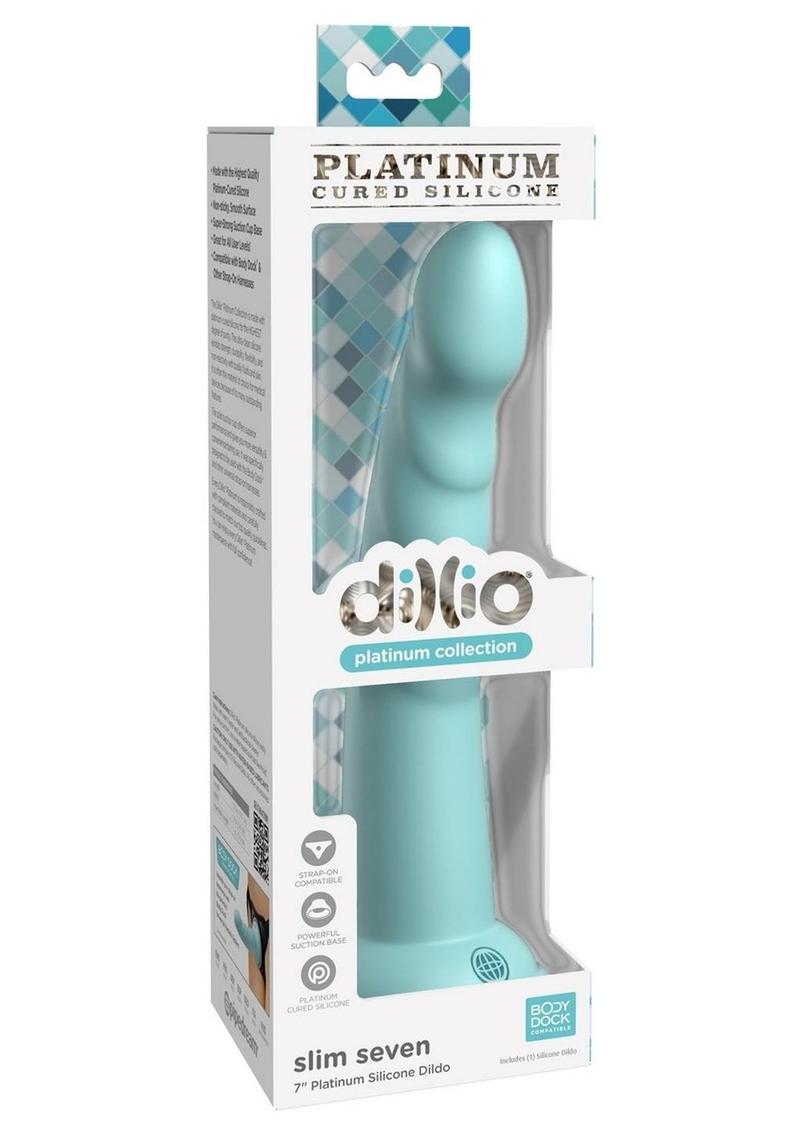 Dillio Platinum Slim Seven Silicone Dildo - Teal - 7in