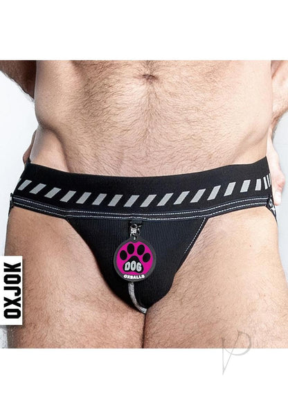 Dog Pack Pup Taggers 6-Tag Dog Jock - Black/Silver - Medium