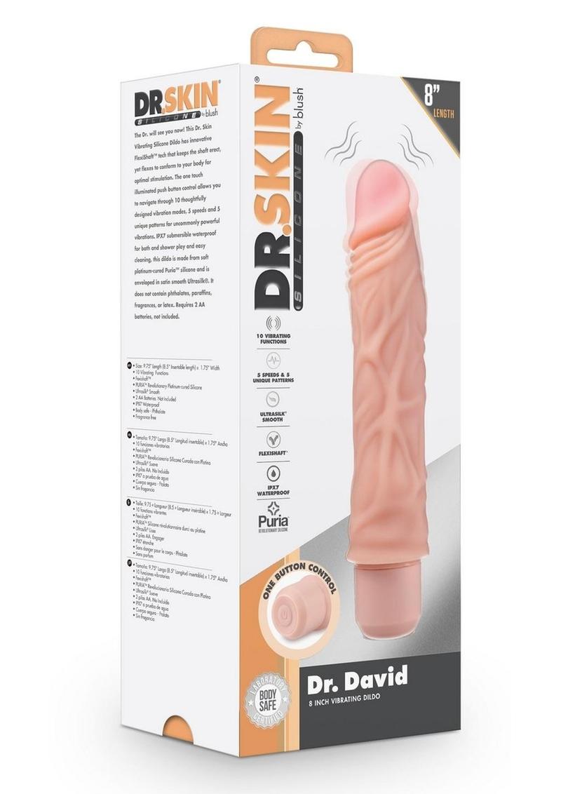 Dr. Skin Silicone Dr. David Vibrating Dildo - Vanilla - 8in