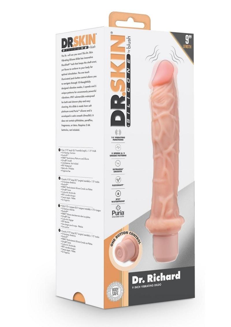 Dr. Skin Silicone Dr. Richard Vibrating Dildo - Vanilla - 9in