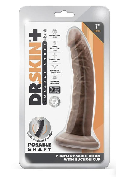 Dr. Skin Plus Posable Dildo - Chocolate - 7in