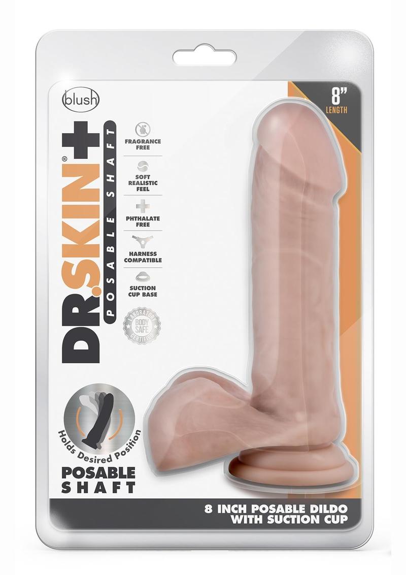 Dr. Skin Plus Posable Dildo with Balls - Vanilla - 8in