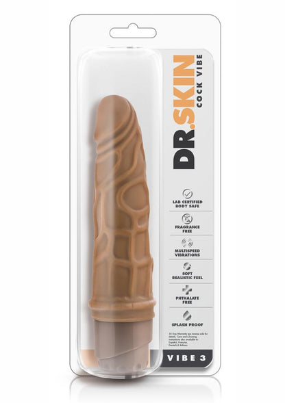 Dr. Skin Cock Vibe 3 Vibrating Dildo - Caramel - 7.25in