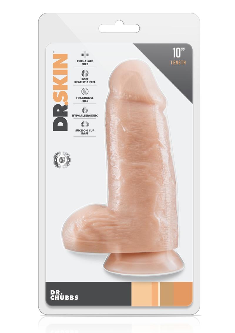 Dr. Skin Dr. Chubbs Dildo with Balls and Suction Cup - Vanilla - 10in