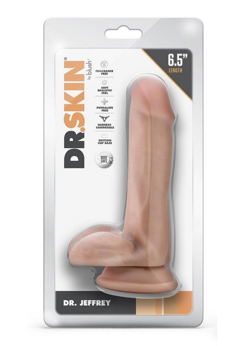 Dr. Skin Dr. Jeffrey Dildo with Balls and Suction Cup - Vanilla - 6.5in