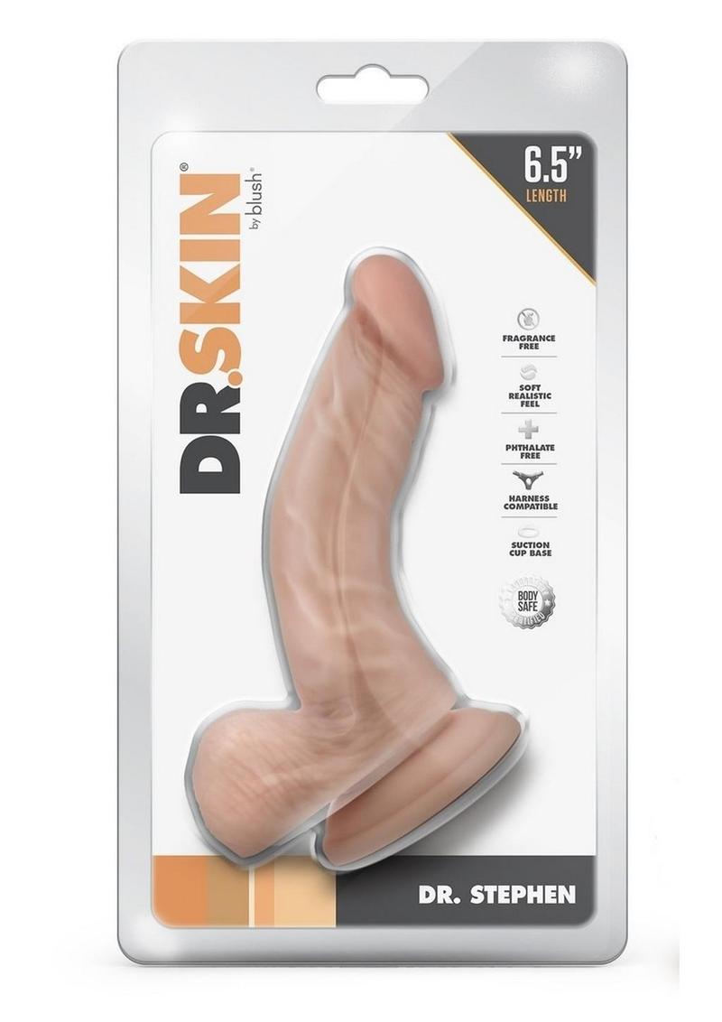 Dr. Skin Dr. Stephen Dildo with Balls and Suction Cup - Vanilla - 6.5in