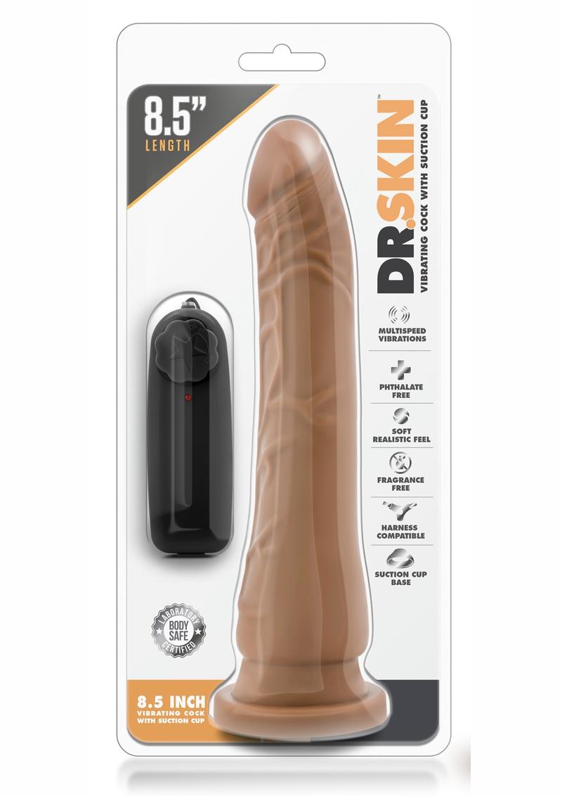 Dr. Skin Vibrating Cock with Suction Cup - Caramel - 8.5in