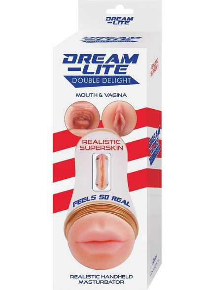 Dream-Lite Double Delight Dual End Realistic Mouth and Vagina Masturbator - Vanilla