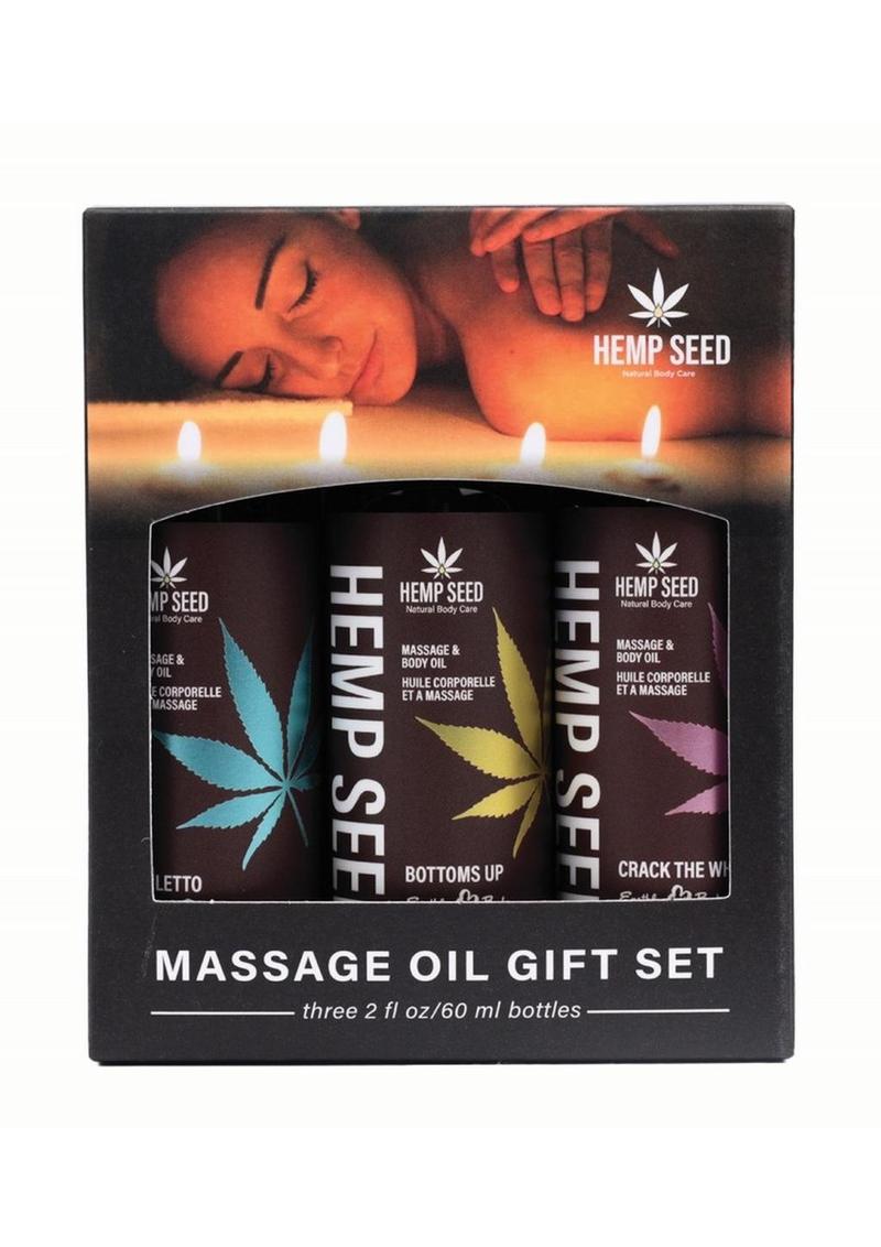 Earthly Body Valentine 2025 Trio Hemp Seed Massage Oil Gift - Set