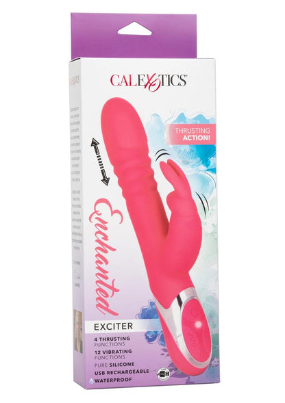 Enchanted Exciter Rechargeable Silicone Thrusting Rabbit Vibrator - Pink