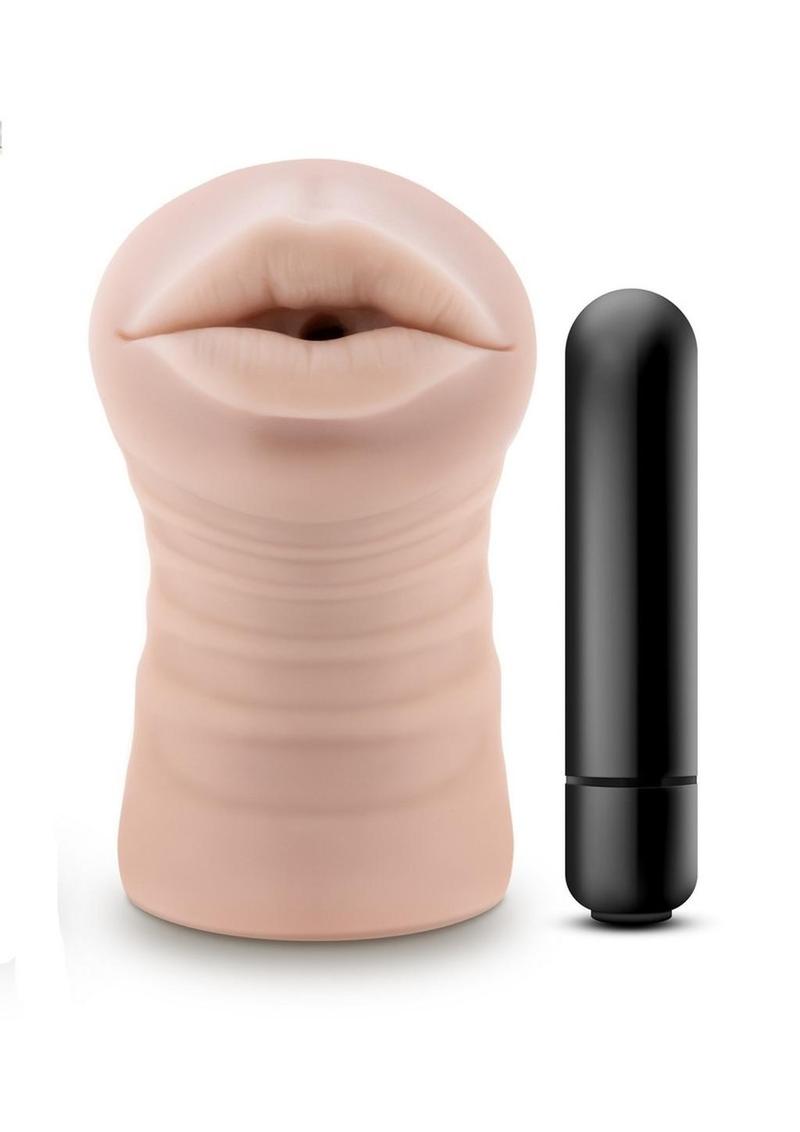 Enlust Nicole Dual End Vibrating Stroker - Mouth - Vanilla