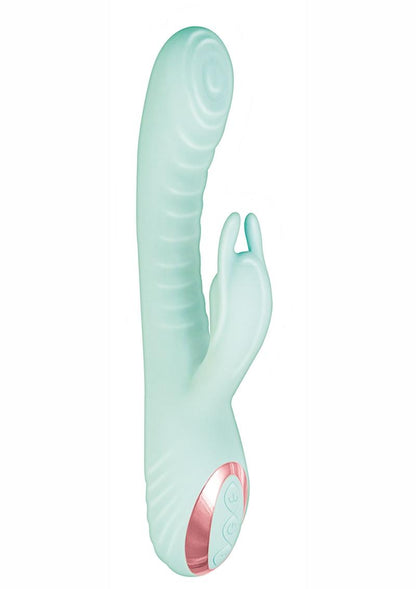 Exciter Thumping G-Spot Rechargeable Rabbit Vibrator - Aqua/White