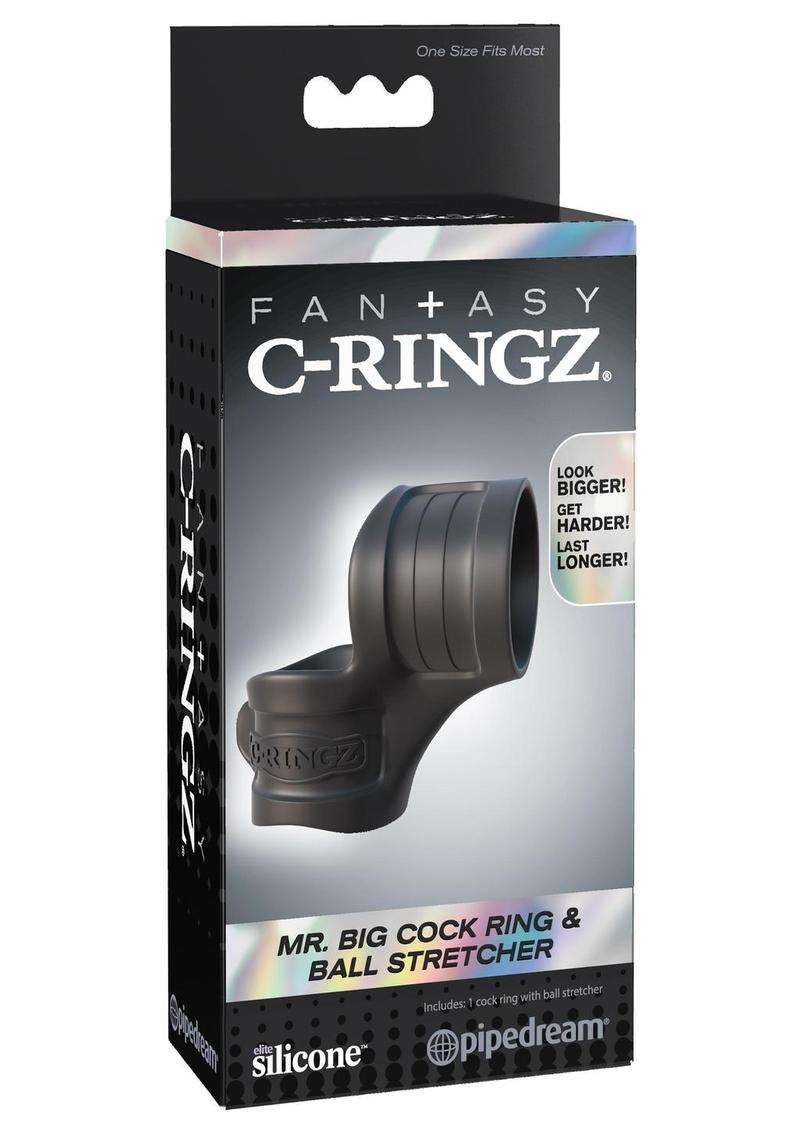 Fantasy C-Ringz Silicone Mr. Big Cock Ring and Ball Stretcher - Black