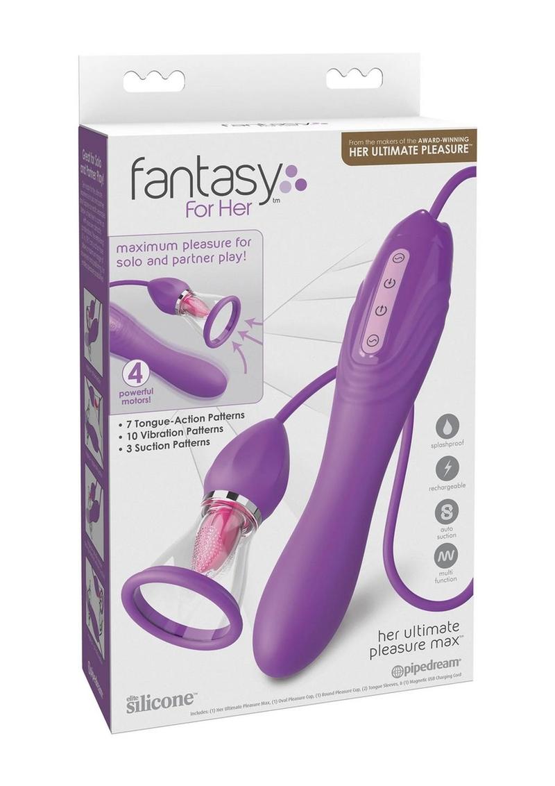 Fantasy For Her Ultimate Pleasure Max Rechargeable Silicone Vibrator with Clitoral Stimulator - Purple