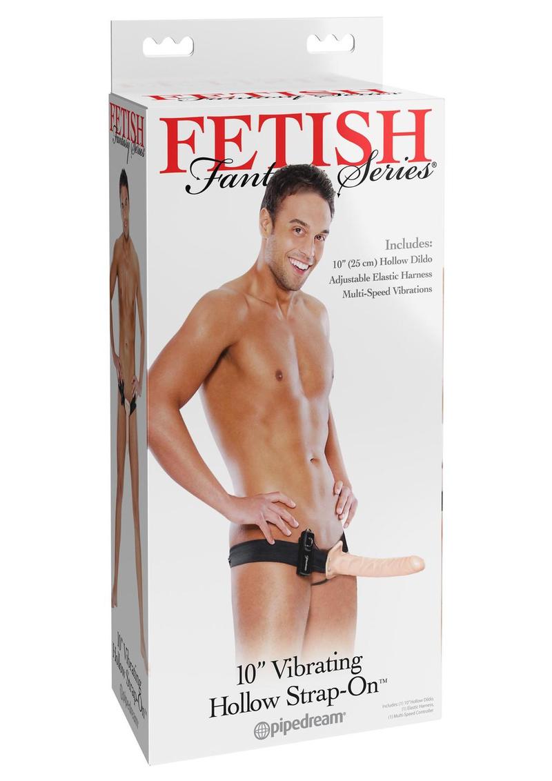 Fetish Fantasy Series Vibrating Hollow Strap-On - Flesh - 10in