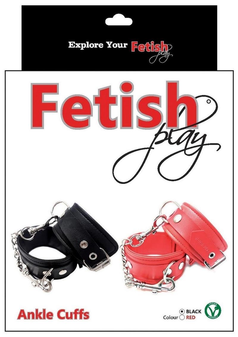 Fetish Play Ankle Cuffs Vegan Leather - Black