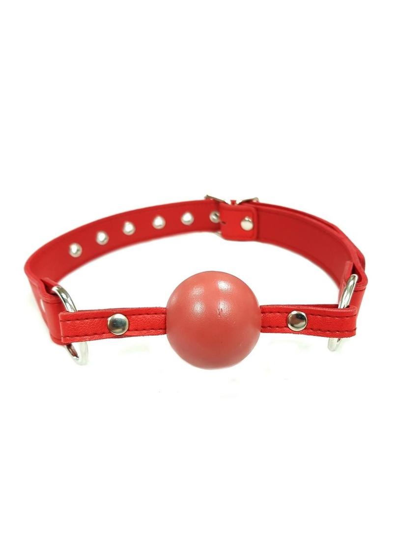 Fetish Play Ball Gag Vegan Leather - Red