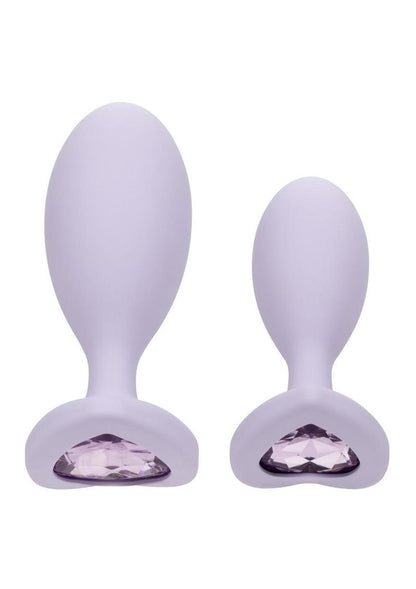 First Time Crystal Booty Duo Silicone Anal Plug - Purple - 2 Pack