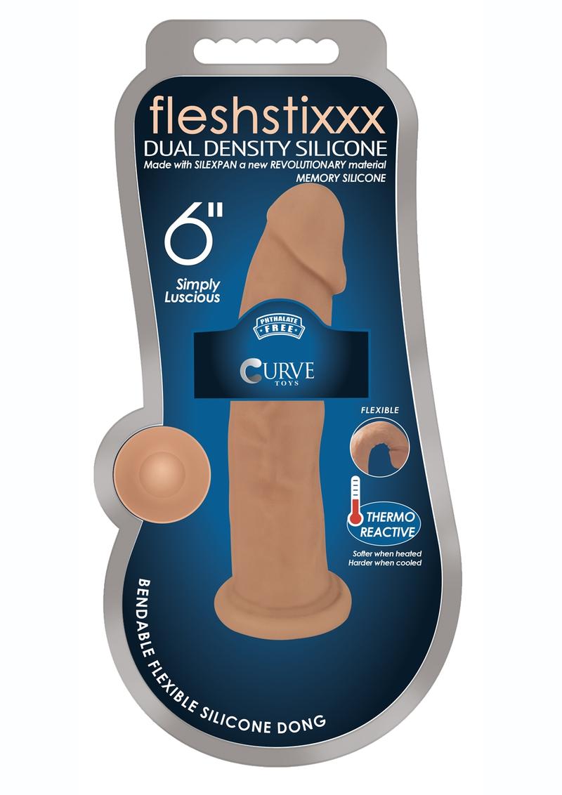 Fleshstixxx Dual Density Silicone Bendable Dong - Caramel - 6in